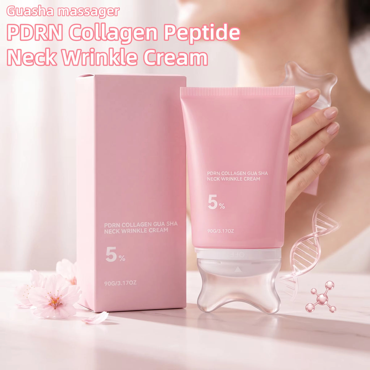 PDRN Collagen Neck Cream contour applicator in use